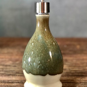 Hand Thrown Stoneware Soap Lotion Dispenser Pump White Stone