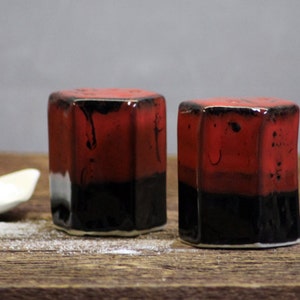 Stoneware Pottery Salt and Pepper Shaker Set Saigon Red Short image 1