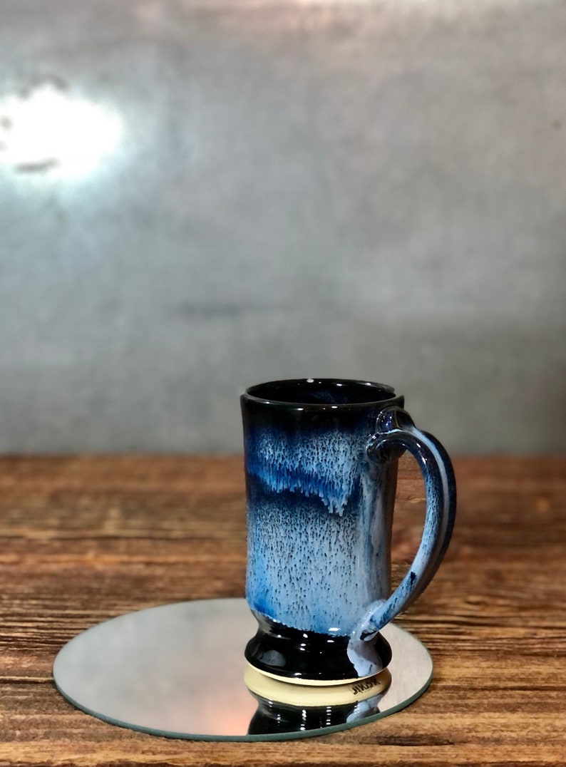 Hand Thrown Midnight Blue Pottery Mug Standard Style Pottery Stoneware image 1