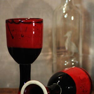 Saigon Red Stoneware Wine Goblets Pottery Handthrown Black image 3
