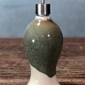 Hand Thrown Stoneware Soap Lotion Dispenser Pump White Stone TALL