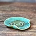 Stoneware pottery spoon rest Rainbow Trout Green Turquoise tone 