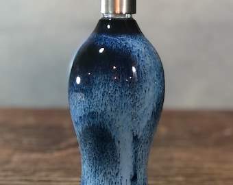 Hand thrown Stoneware Soap Lotion Dispenser Pump Midnight Blue Tall