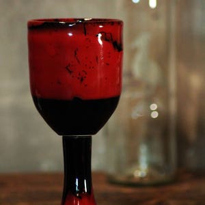 Saigon Red Stoneware Wine Goblets Pottery Handthrown Black image 4