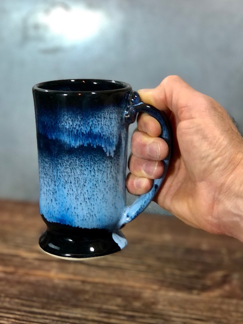 Hand Thrown Midnight Blue Pottery Mug Standard Style Pottery Stoneware image 4