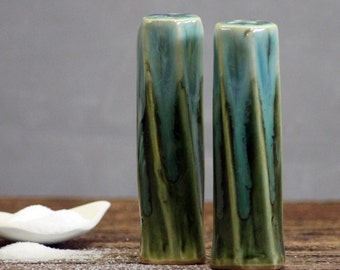 Stoneware pottery Salt and Pepper Shaker set Rainbow Trout Tall