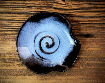 Stoneware pottery Spoon Rest Midnight Blue Black