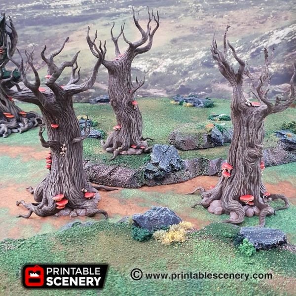 Gloomwood Trees - DND Terrain Compatible with Dungeons and Dragons, 28mm Miniature Wargaming, Tabletop RPGs, Wargame Scenery