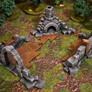 Ruined Town Rubble - DND Terrain Compatible with Dungeons and Dragons, 28mm Miniature Wargaming, Tabletop RPGs