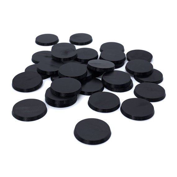 100 Pack Of 30mm Flat Miniature Bases - Black Plastic, 3mm Tall, Pre-Scored For Easy Customization