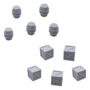 Crates and Barrels - DND Terrain Compatible with Dungeons and Dragons, 28mm Miniature Wargaming, Tabletop RPGs
