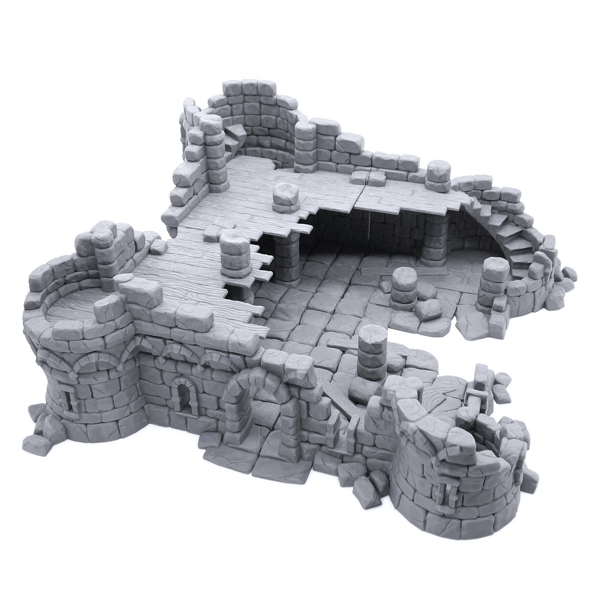 Ruined Town Stronghold Base - DND Terrain Compatible with Dungeons and Dragons, 28mm Miniature Wargaming, Tabletop RPGs