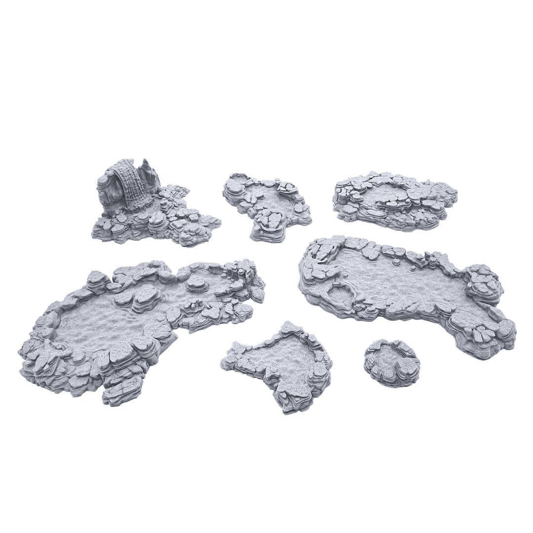 EnderToys Grotto Cavern Pools - 3D Printed Tabletop RPG Terrain For 28mm Miniatures