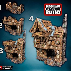 Squatter Townhouse DND Terrain Compatible with Dungeons and Dragons, 28mm Miniature Wargaming, Tabletop RPGs image 6