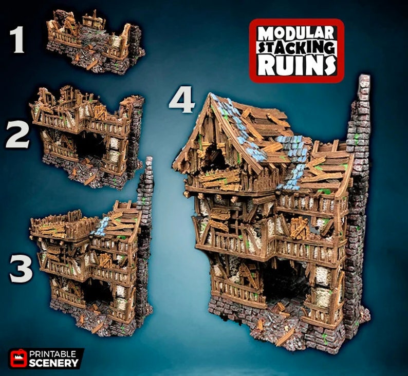 Squatter Townhouse DND Terrain Compatible with Dungeons and Dragons, 28mm Miniature Wargaming, Tabletop RPGs image 6
