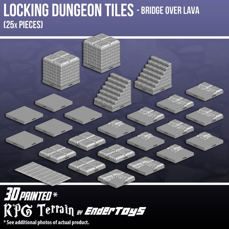 Locking Dungeon Tiles Bridge Over Lava Terrain Scenery Image 0
