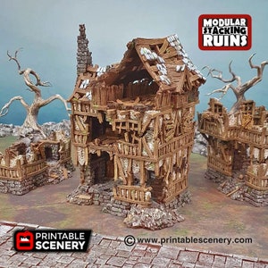 Squatter Townhouse DND Terrain Compatible with Dungeons and Dragons, 28mm Miniature Wargaming, Tabletop RPGs image 1