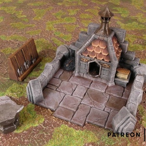 Dwarf Settlement Forge by Makers Anvil, 3D Printed Tabletop RPG Scenery and Wargame Terrain for 28mm Miniatures