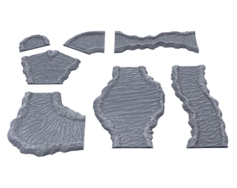Modular Waterways - DND Terrain Compatible with Dungeons and Dragons, 28mm Miniature Wargaming, Tabletop RPGs