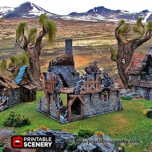 Ruined Port Merchant by Printable Scenery, 3D Printed Tabletop RPG Scenery and Wargame Terrain 15mm 28mm Miniatures