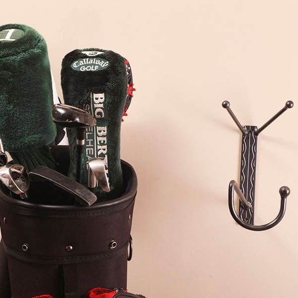 Golf Bag Holder: Metal Wall Hooks For Golfing Equipment, Golfer Gift For Golf Coach! Thanksgiving Gift Golf Bag Holders By PracticalArt!