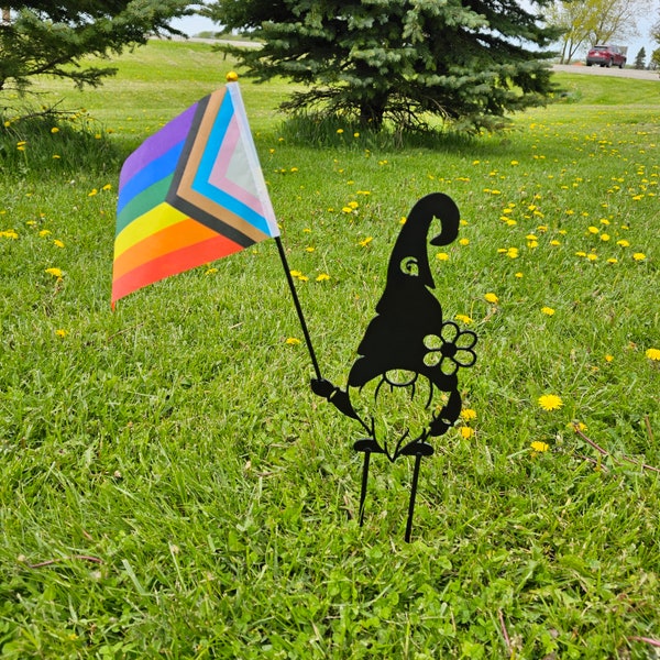 Pride Gnome - Yard Décor Gnomes, Metal Lawn Art, Backyard Décor Items , Outdoor Gnome