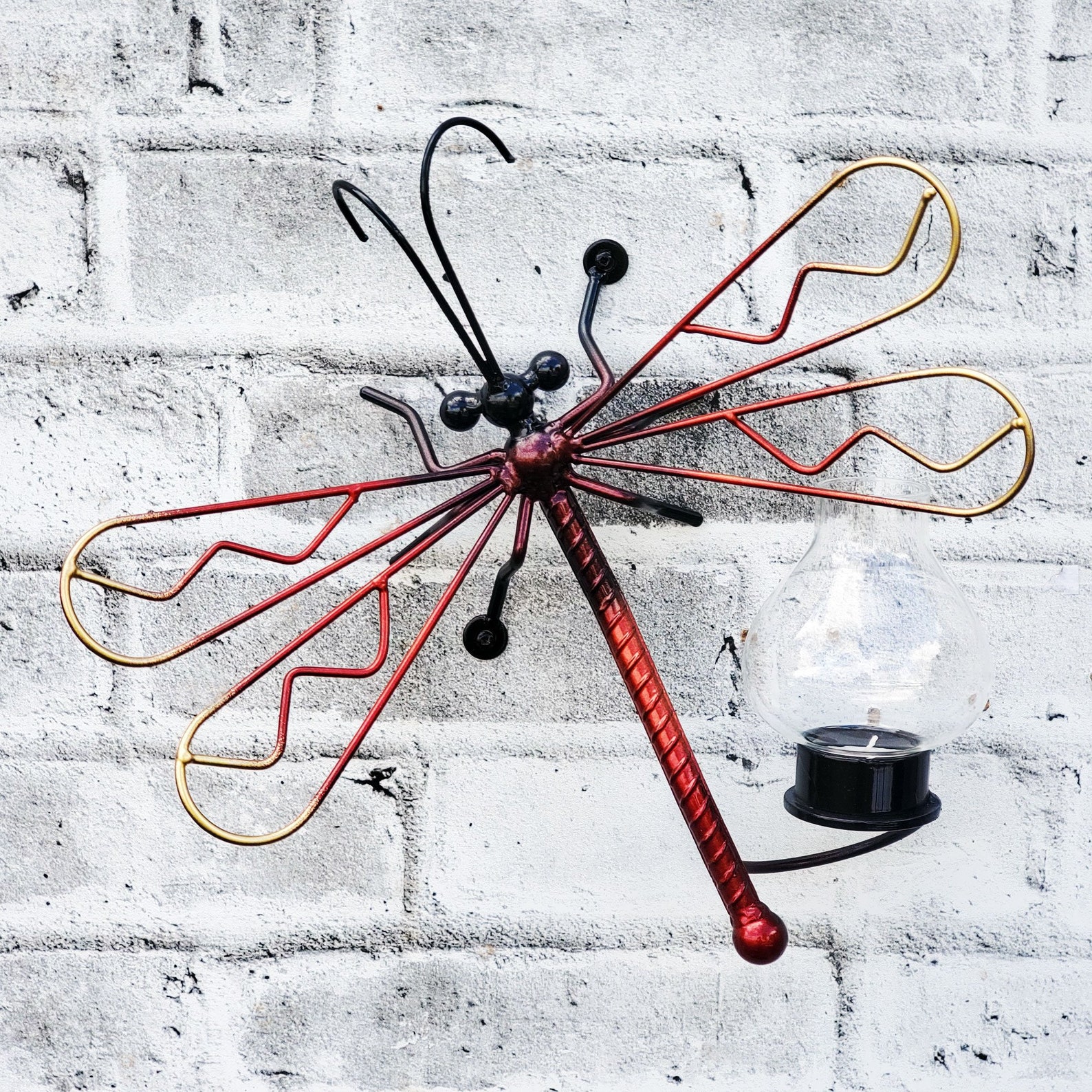 Metal Dragonfly Candle Holder Wall Art Ornament Home Decor Etsy