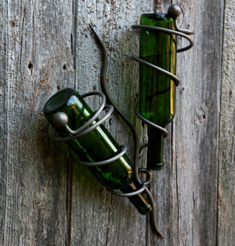 Wine Bottle Holder Two Wine Metal Bottle Holder Metal Wall Etsy