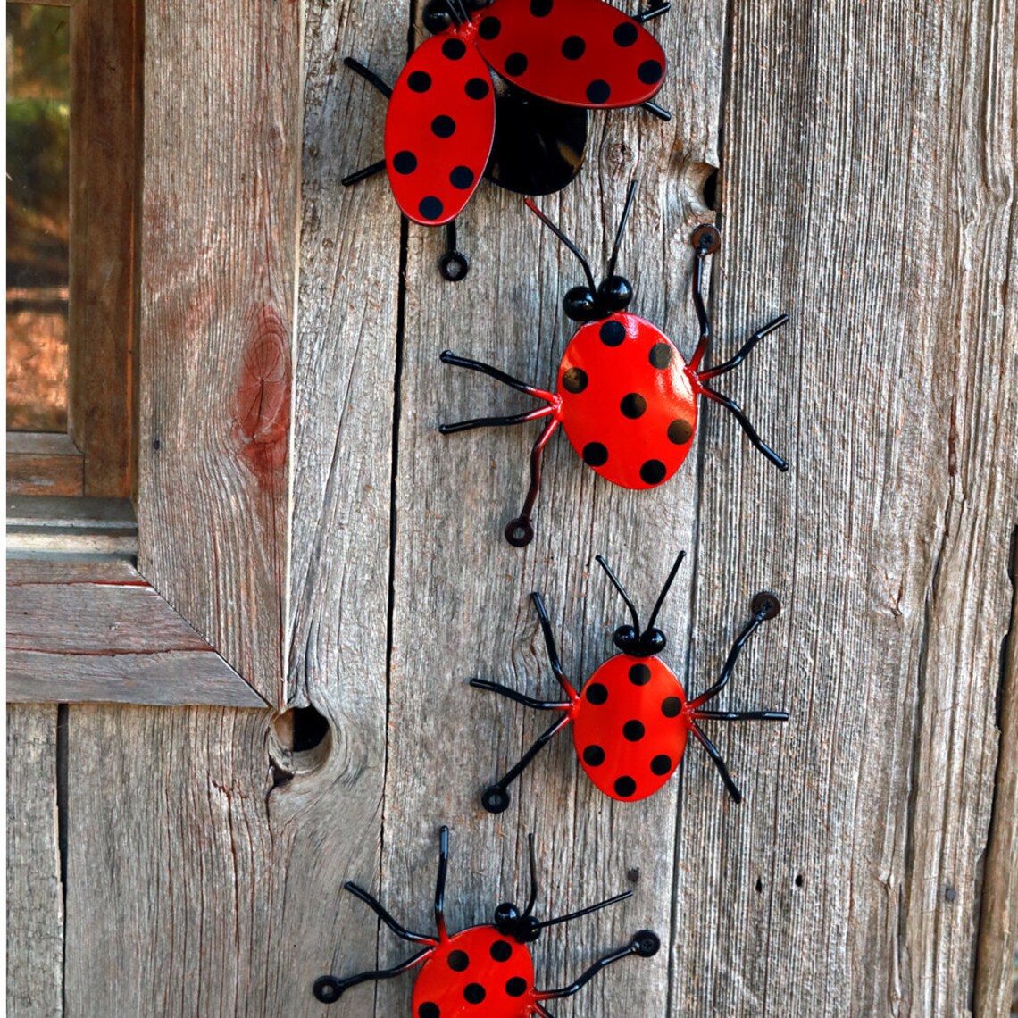 Ladybugs Metal Wall Art Ladybug Family Metal Garden Decor Etsy