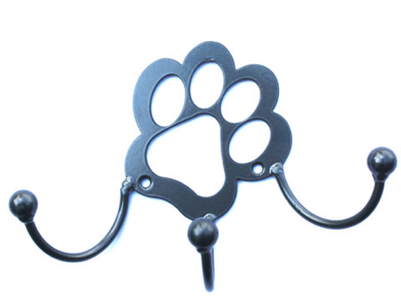 Dog Leash Hook Metal Dog Paw Metal Wall Art 3 Hooks on Etsy