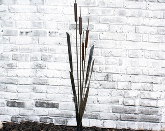 Cattail Bulrush Sculpture Garden Metal Art Decor, Housewarming Gift, Metal Decor, Metal Art, Metal Sign,