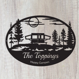 Personalized Camper Tent Trailer Metal Name Sign | Practical Art