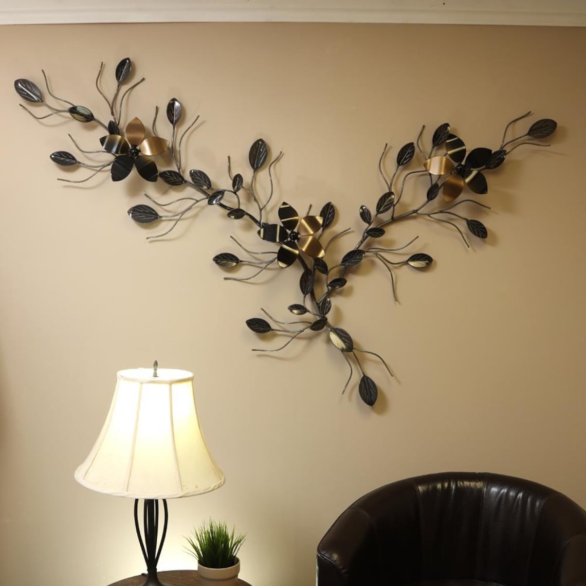Three Flower Vine Metal Wall Art Decor Home Decor Garden Etsy Canada