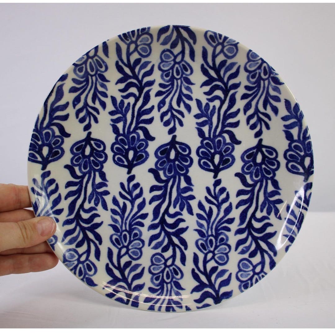 Blue White Floral Swirl Pattern Ceramic Dinner Plate 9.5 Inch - Etsy