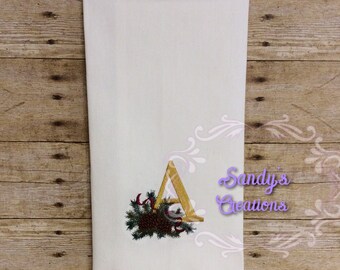 Pine Monogramed Tea Towel