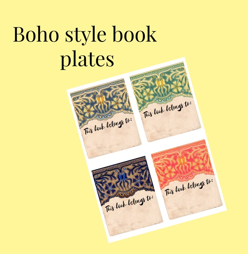 Printable Boho style book plates name plates This book Etsy