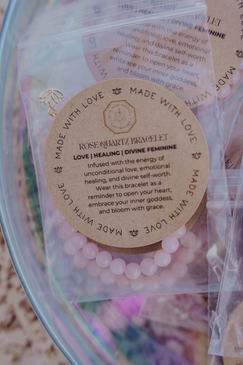 Semi-Precious Rose Quartz Crystal Bracelet with Gold Lotus Charm | Promotes Self-Love, Friendship, Deep Inner Healing & Peace image 1