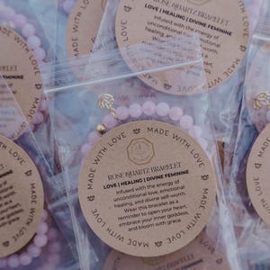 Semi-Precious Rose Quartz Crystal Bracelet with Gold Lotus Charm | Promotes Self-Love, Friendship, Deep Inner Healing & Peace image 4