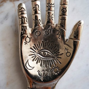 ZODIAC Motif Metal Hand // Incense Holder // Palo Santo Holder // Ring Dish // Trinket Tray // Jewelry Tray // Home Decor