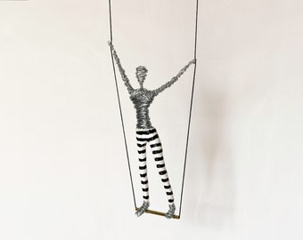 Circus Acrobat Wire Sculpture, Home Decor, Miniatuur Beeldje Acrobat Sculpture, Metal Wall Art, Moderne Wall Art Sculptures, Cadeau-ideeën