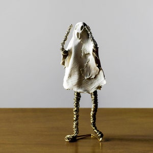 Shouting ghost figure unique gift, nice home decoration, Small mixed media sculpture, Modern wire sculpture, bookshelf decor.