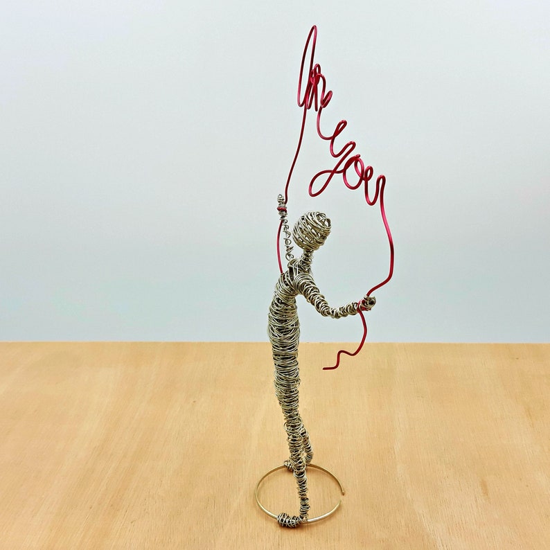 Wire Sculpture Love Art, Long Distance Gift, 7th Anniversary Gift image 3