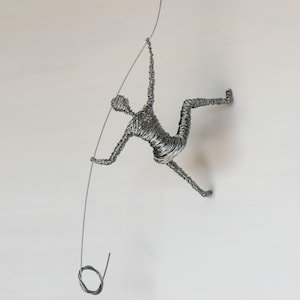 Contemporary Metal Wall Art, Climbing Man Sculpture, Wire Sculpture, Wall Decor, Wall Hanging, Wall Accesory,Modern Sculpture