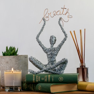 Namaste Woman Yoga Position Statue, Yoga Art, Abstract sculpture Figurines, Yoga Room Decor, Meditation Gifts