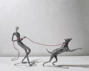 Personalized Wire Dog Sculpture, Custom Pet Owner Art