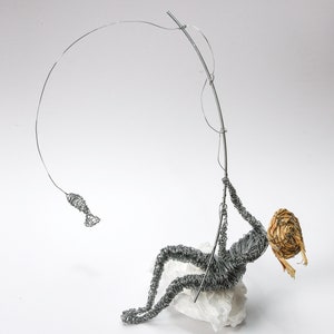 Trout Stringer and Fishing Rod Wall Art, Trout Wire Sculpture