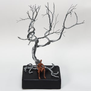 Tree Sculpture, Original Sculpture Art, Man Figure, Gift for Anniversary, Wire Art Sculpture, Housewarming Gift, Tree of Life Spiritual Gift
