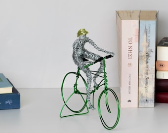 Draht-Fahrradskulptur, minimalistische Radsportkunst, Sportgeschenk
