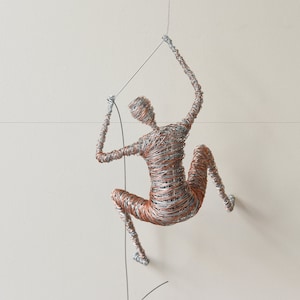 Rock Climbing, Climbing Sculpture Wall Art, Climbing Man, Gift for Home, Industrial Wall Sculpture, Home Decor, Climbing Figure, No 10