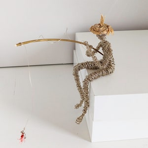 Wire Sculpture Coastal decor, Fisherman, Fishing Gifts, Father&#39;s Day Gifts, Handmade, Wire Sculpture, Fishing Decor, Modern Sculpture